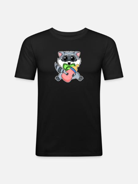 Bébé raton laveur - T-shirt près du corps Homme - noir
