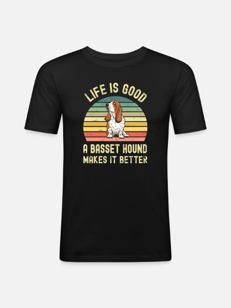 Dog Basset Hound - Men's Slim Fit T-Shirt - black