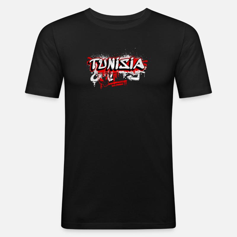 Tunisia graffiti flags design - Men's Slim Fit T-Shirt - black