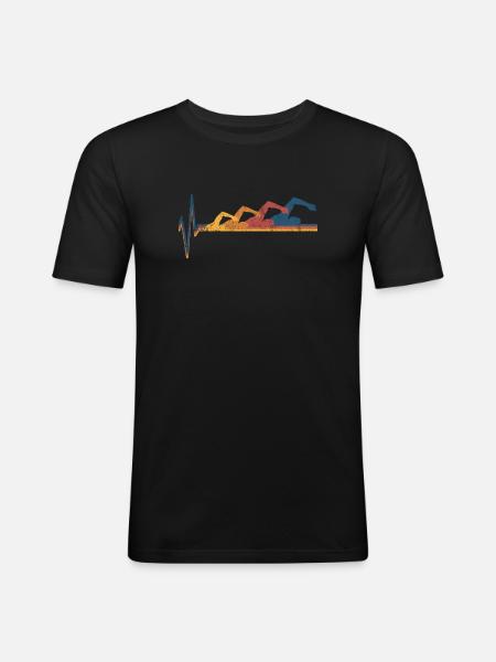 Schwimmen Schwimmer - Männer Slim Fit T-Shirt - Schwarz