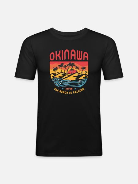 Okinawa japan beach design - Men's Slim Fit T-Shirt - black