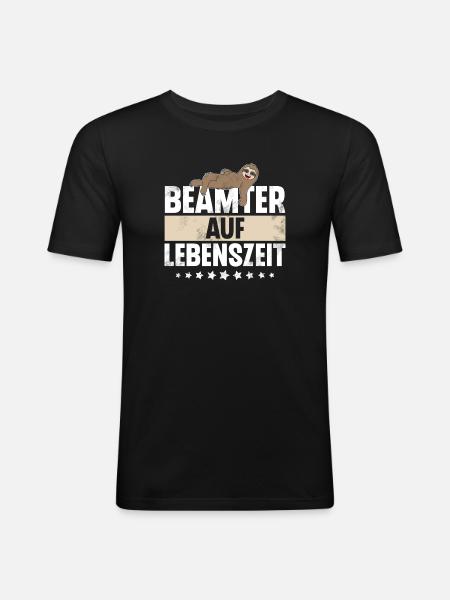 Beamter Auf Lebenszeit Faultier - Männer Slim Fit T-Shirt - Schwarz