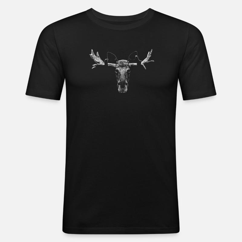 Elch - Männer Slim Fit T-Shirt - Schwarz