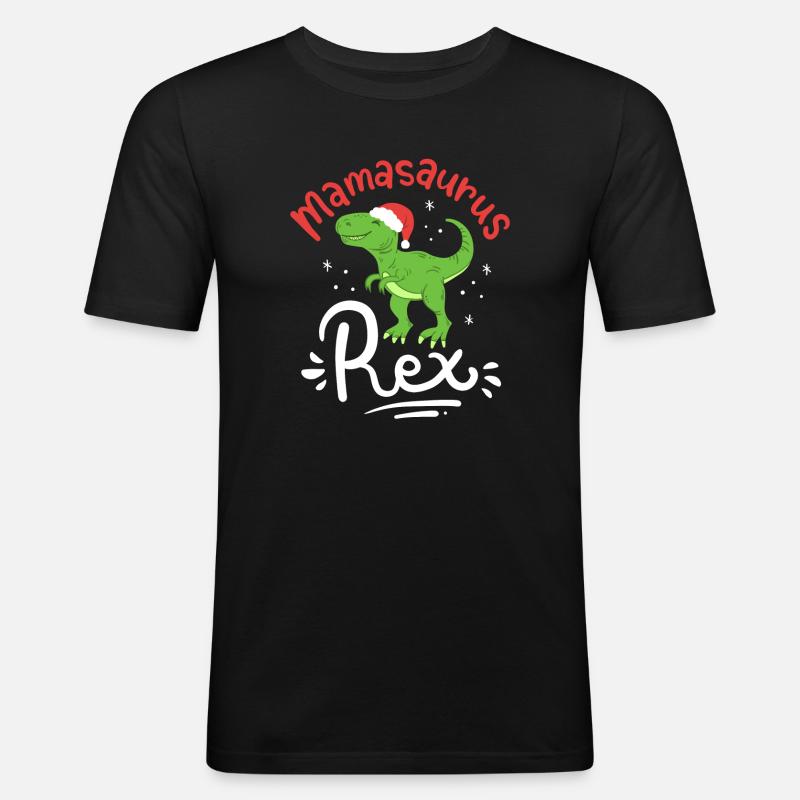 Weihnachten Mama Saurus - Männer Slim Fit T-Shirt - Schwarz