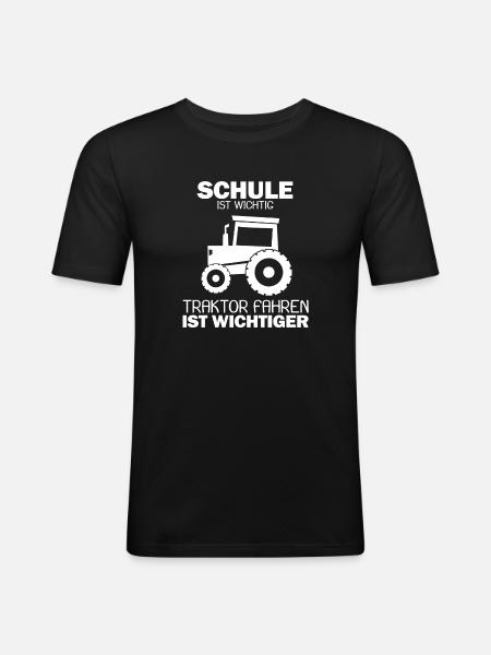 Traktor Spruch Geschenk - Männer Slim Fit T-Shirt - Schwarz