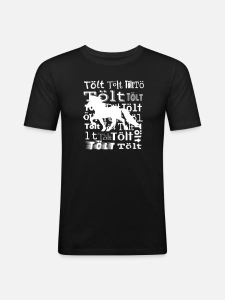 Edles Islandpferd Tölt Statement - Männer Slim Fit T-Shirt - Schwarz