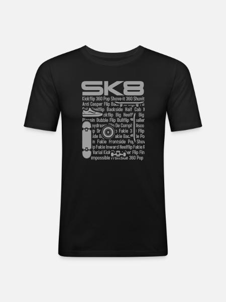 SK8 Schlittschuh - Männer Slim Fit T-Shirt - Schwarz