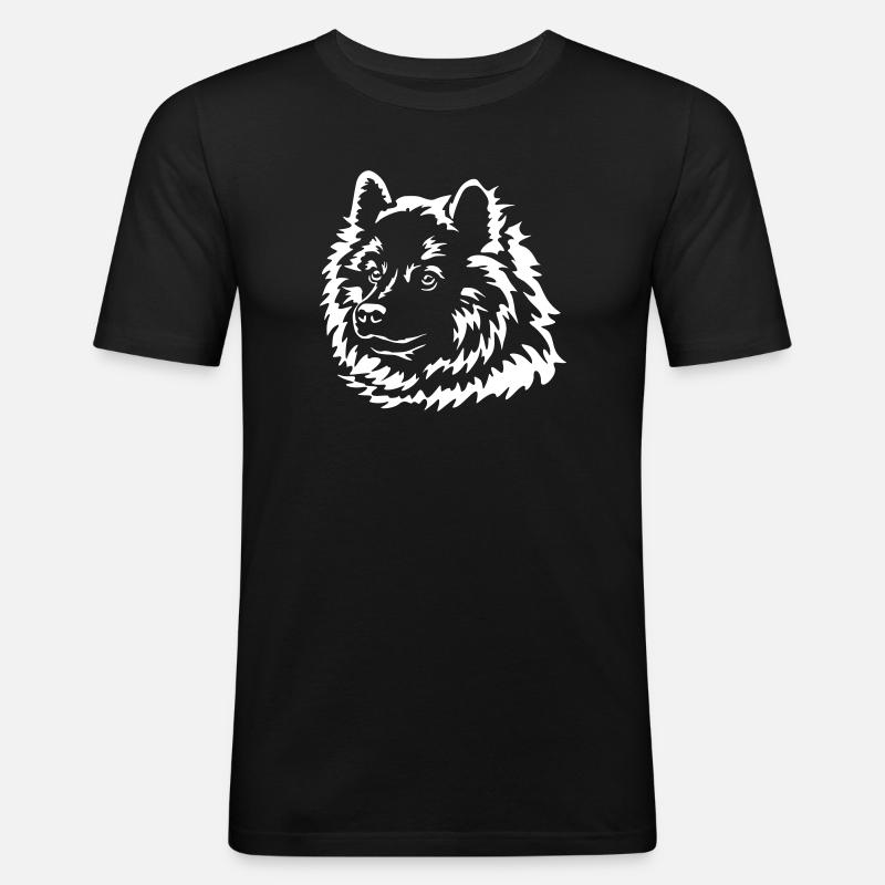 Eurasier Kopf "Black Edition" - Männer Slim Fit T-Shirt - Schwarz