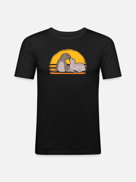 Seal med baby søde sæler sæler gave - Herre Slim Fit T-Shirt - sort