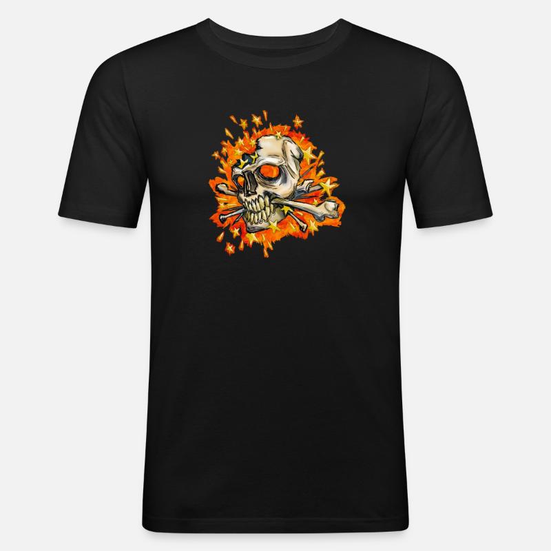 exploding skull - Men's Slim Fit T-Shirt - black