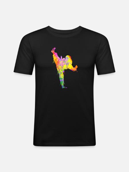Tae Kwon Do Karate Kleurrijk Silhouet voor Meisjes - Mannen slim fit T-shirt - zwart