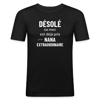 désolé ce mec est déjà pris par une nana extra - T-shirt près du corps Homme - noir - Devant - Nik (191cm)