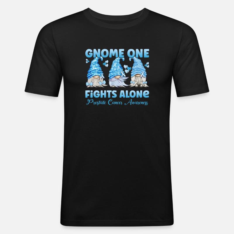 Prostata Krebs Prostatakarzinom Hellblau Gnom - Männer Slim Fit T-Shirt - Schwarz