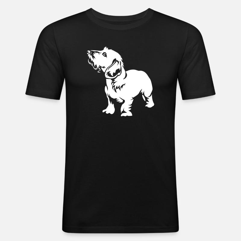 Dackel "Black Edition" - Männer Slim Fit T-Shirt - Schwarz