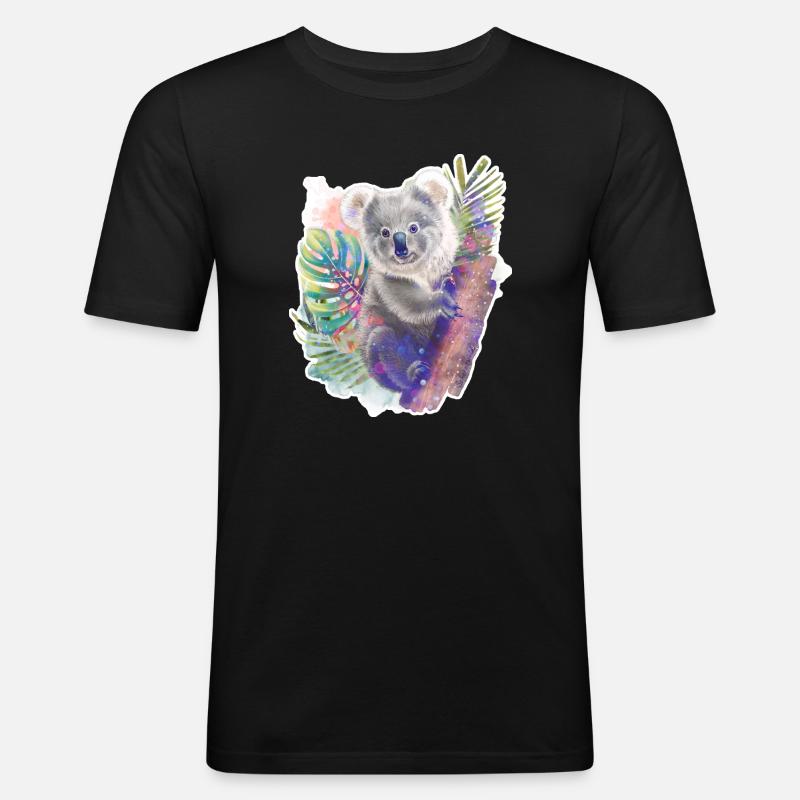 Koala | Koala Bär - Männer Slim Fit T-Shirt - Schwarz