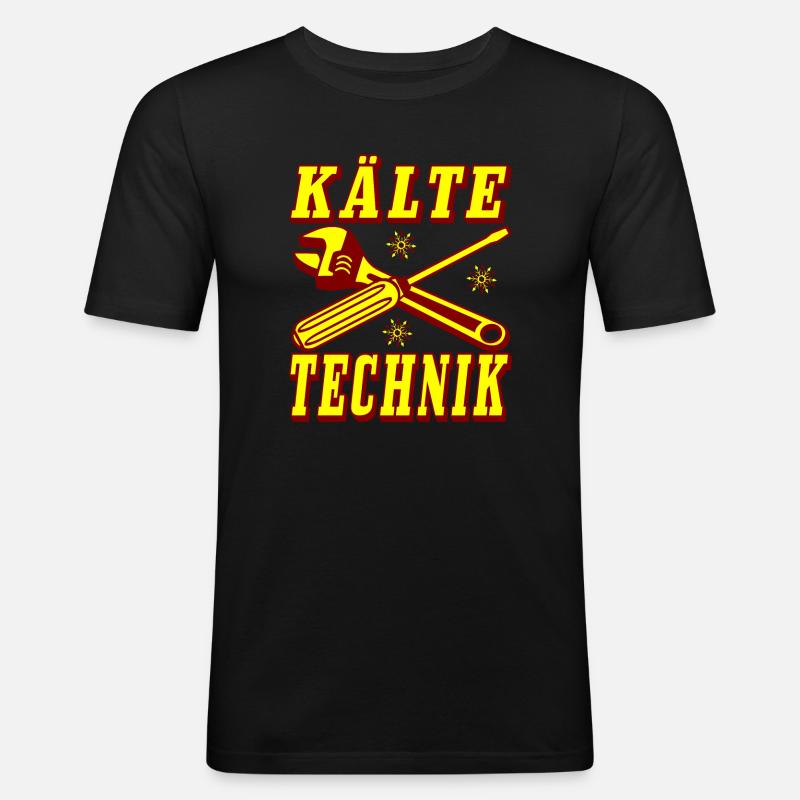 Kälte Technik Retro Design - Männer Slim Fit T-Shirt - Schwarz