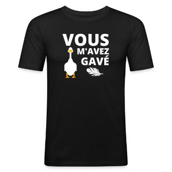 canard, foie gras, sud ouest - T-shirt près du corps Homme - noir - Devant - Nik (191cm)