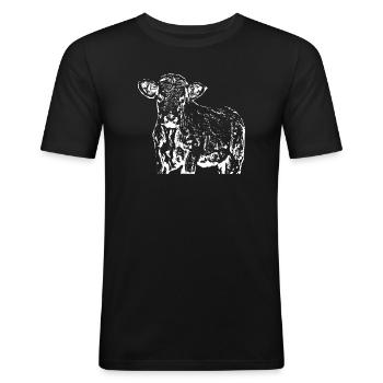 lustige Kuh Geschenk Bauern - Männer Slim Fit T-Shirt - Schwarz - Vorne - Nik (191cm)