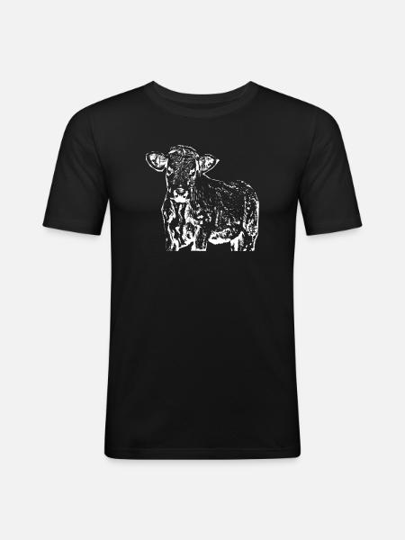 funny cow gift farmer - Men's Slim Fit T-Shirt - black