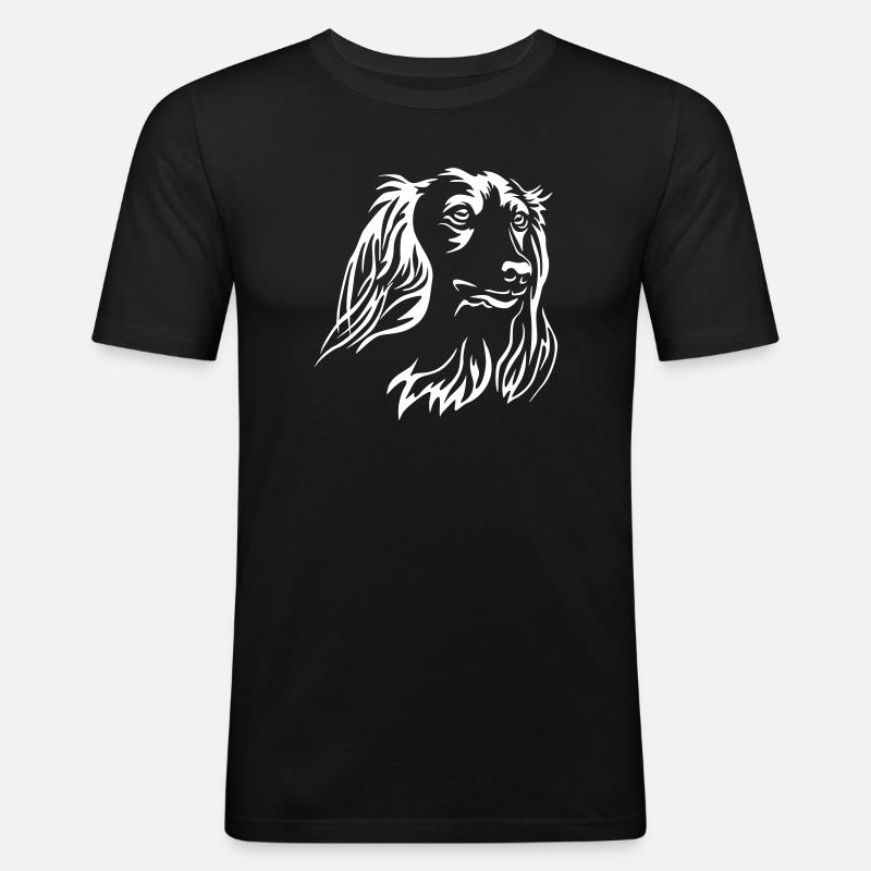 Dackel Kopf "Black Edition" - Männer Slim Fit T-Shirt - Schwarz