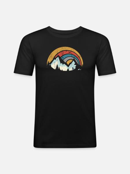 Retro Mountain Sunset Arc - Men's Slim Fit T-Shirt - black