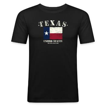 Texas - Männer Slim Fit T-Shirt - Schwarz - Vorne - Nik (191cm)