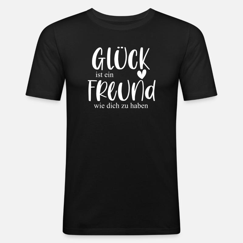 Freund Geschenk Bedanken Glück - Männer Slim Fit T-Shirt - Schwarz