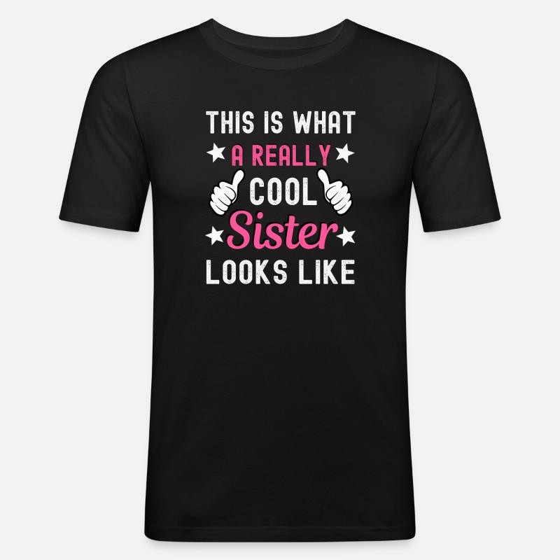 Schwester - Männer Slim Fit T-Shirt - Schwarz