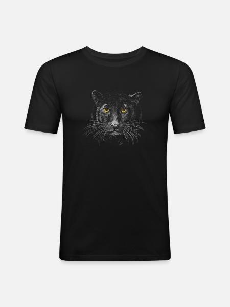 Panthère - T-shirt près du corps Homme - noir