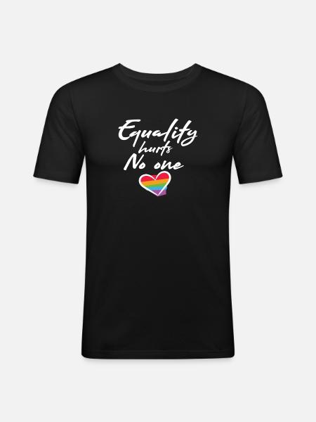 Rainbow Heart Statement Love Peace - Men's Slim Fit T-Shirt - black