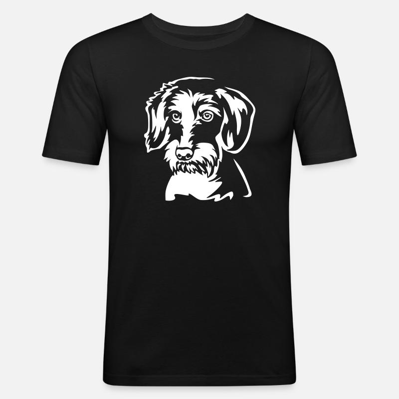 Dackel Kopf "BlackEdition" - Männer Slim Fit T-Shirt - Schwarz
