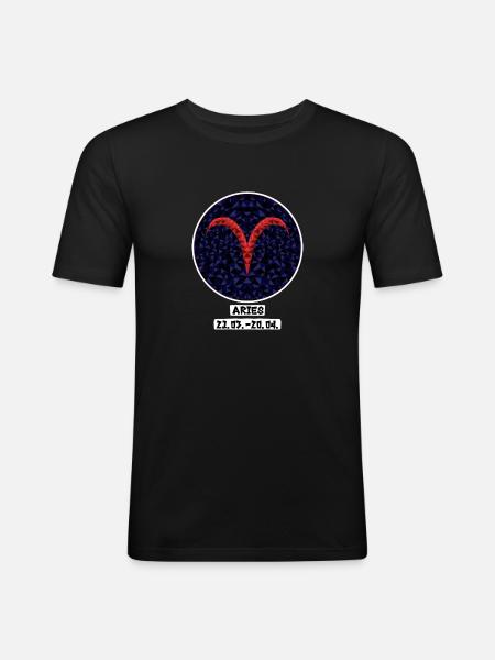 Aries 21.03.-20.04. - Men's Slim Fit T-Shirt - black
