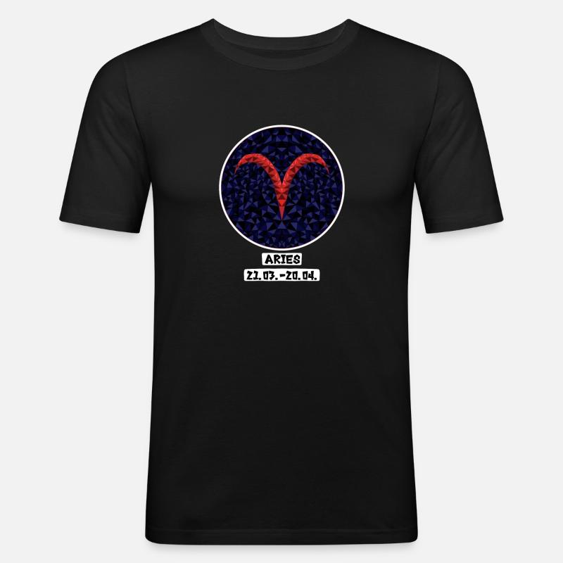 Aries 21.03.-20.04. - Männer Slim Fit T-Shirt - Schwarz