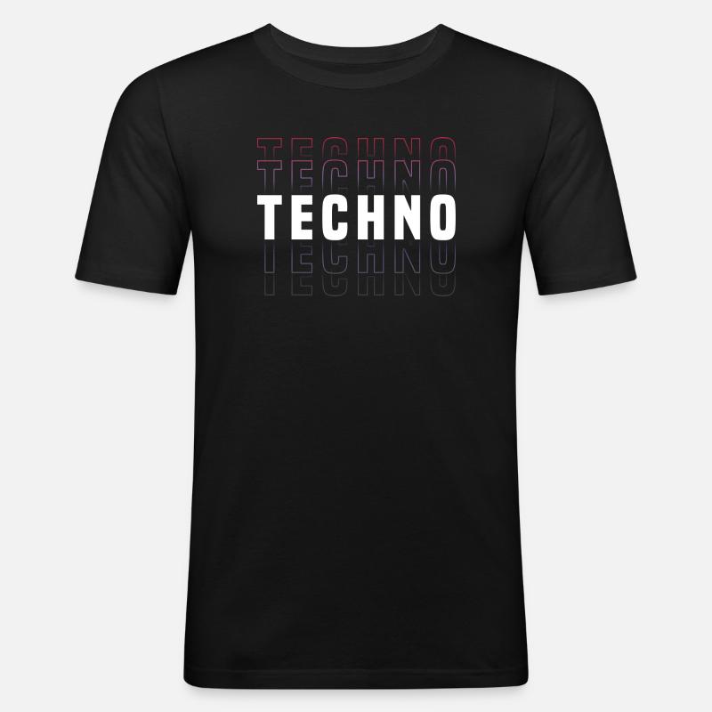 Futuristisches Techno-Design mit Neonfarben - Männer Slim Fit T-Shirt - Schwarz