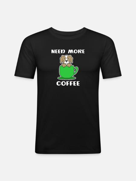 Statement Kaffee Hund Koffein Kaffeetasse - Männer Slim Fit T-Shirt - Schwarz