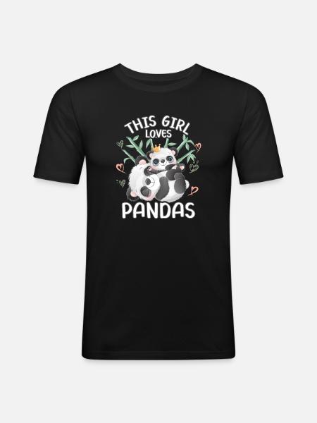 Cette fille aime les pandas - T-shirt près du corps Homme - noir