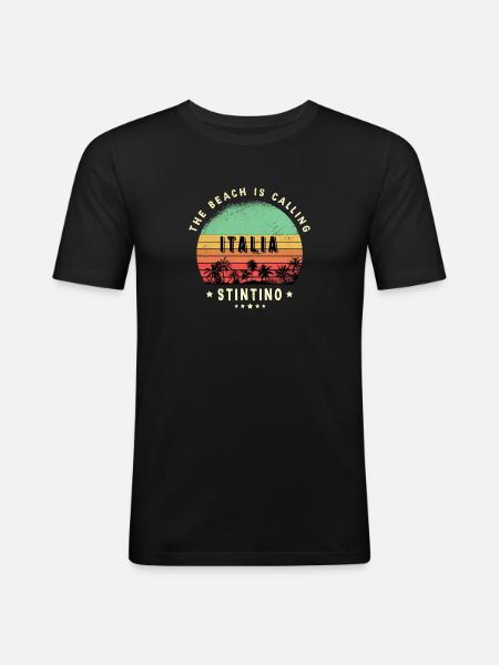 stintino Italy Beach Design - Men's Slim Fit T-Shirt - black