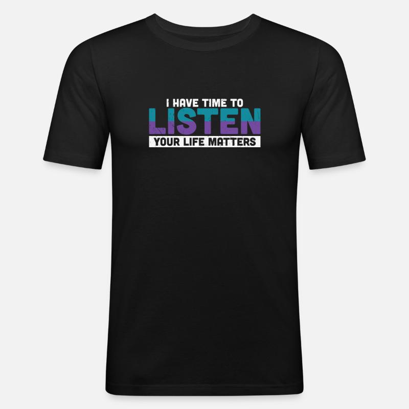 J’ai le temps d’écouter - T-shirt près du corps Homme - noir