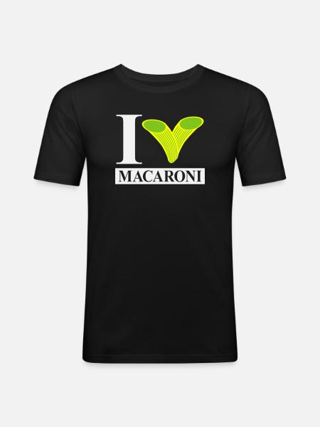 J’adore les macaronis - T-shirt près du corps Homme - noir
