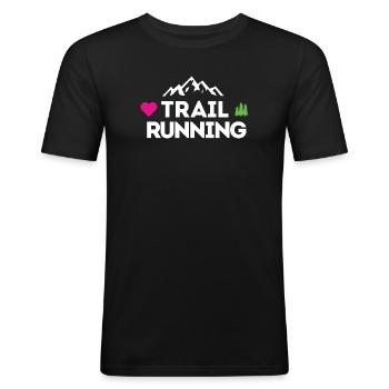 Ich liebe Trailrunning - Männer Slim Fit T-Shirt - Schwarz - Vorne - Nik (191cm)