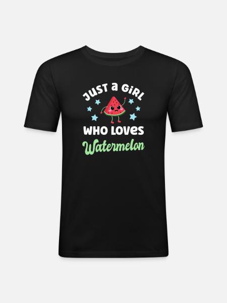 Pastèque Kawaii Melon - T-shirt près du corps Homme - noir