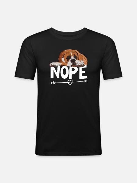 Boxer Dog Nope - Men's Slim Fit T-Shirt - black