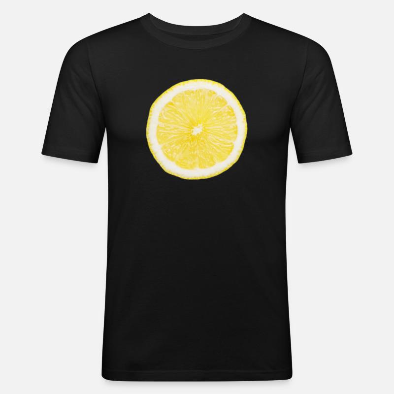 Halbe Zitrone - Männer Slim Fit T-Shirt - Schwarz