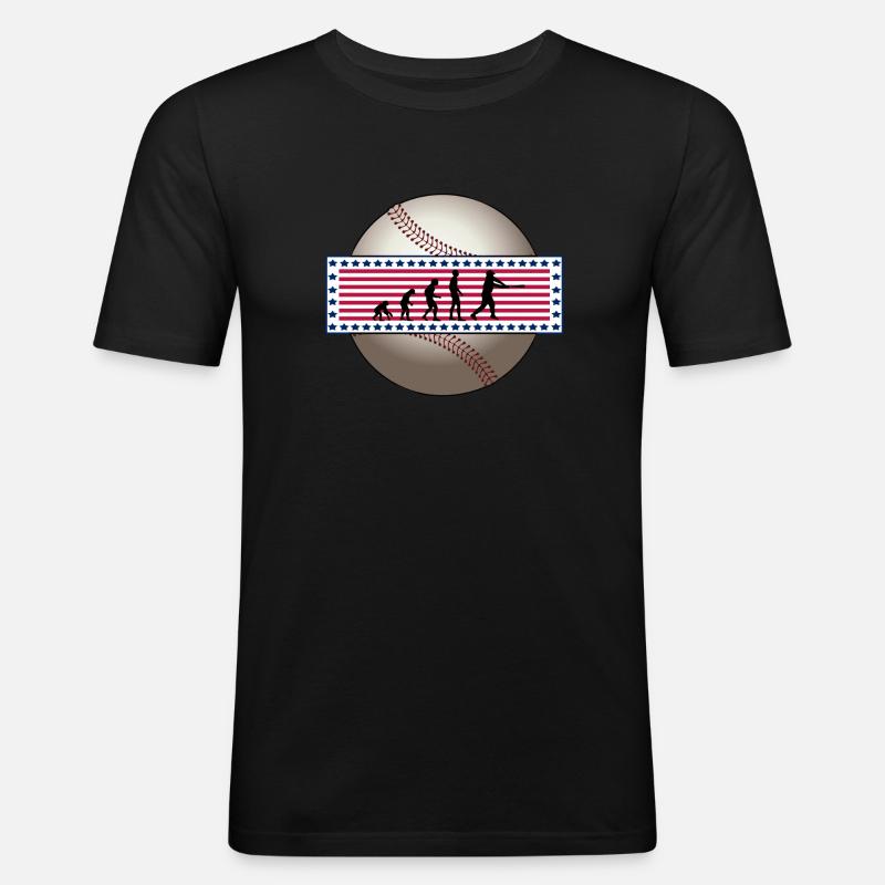 EVOLUTION BASEBALL SPORT USA GESCHENK - Männer Slim Fit T-Shirt - Schwarz