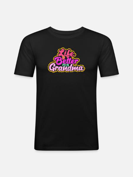 Enkelkind Oma Statement Großmutter Lieblingsoma - Männer Slim Fit T-Shirt - Schwarz