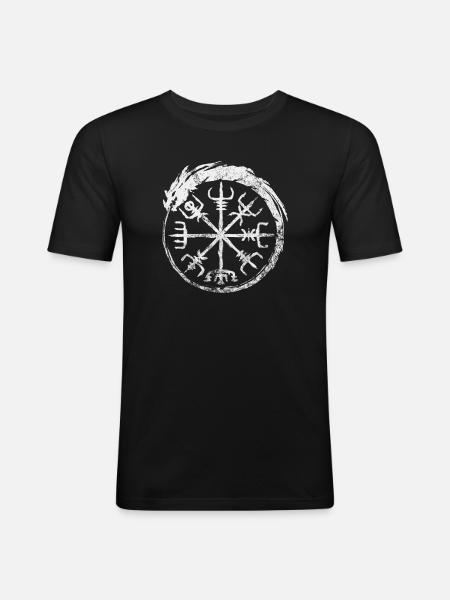 Vegvisir Dragon - Men's Slim Fit T-Shirt - black