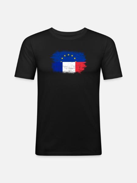 Brushstroke EU France Flag Mashup - Men's Slim Fit T-Shirt - black