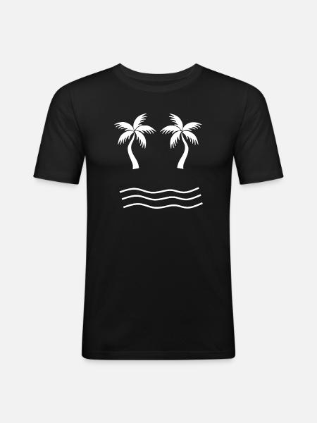 Palm Tree White - Men's Slim Fit T-Shirt - black