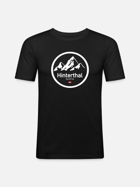 Hinterthal Alpenlogo Kreis - Männer Slim Fit T-Shirt - Schwarz