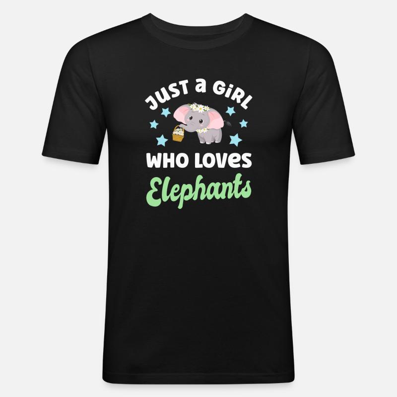Elefant Elefanten - Männer Slim Fit T-Shirt - Schwarz